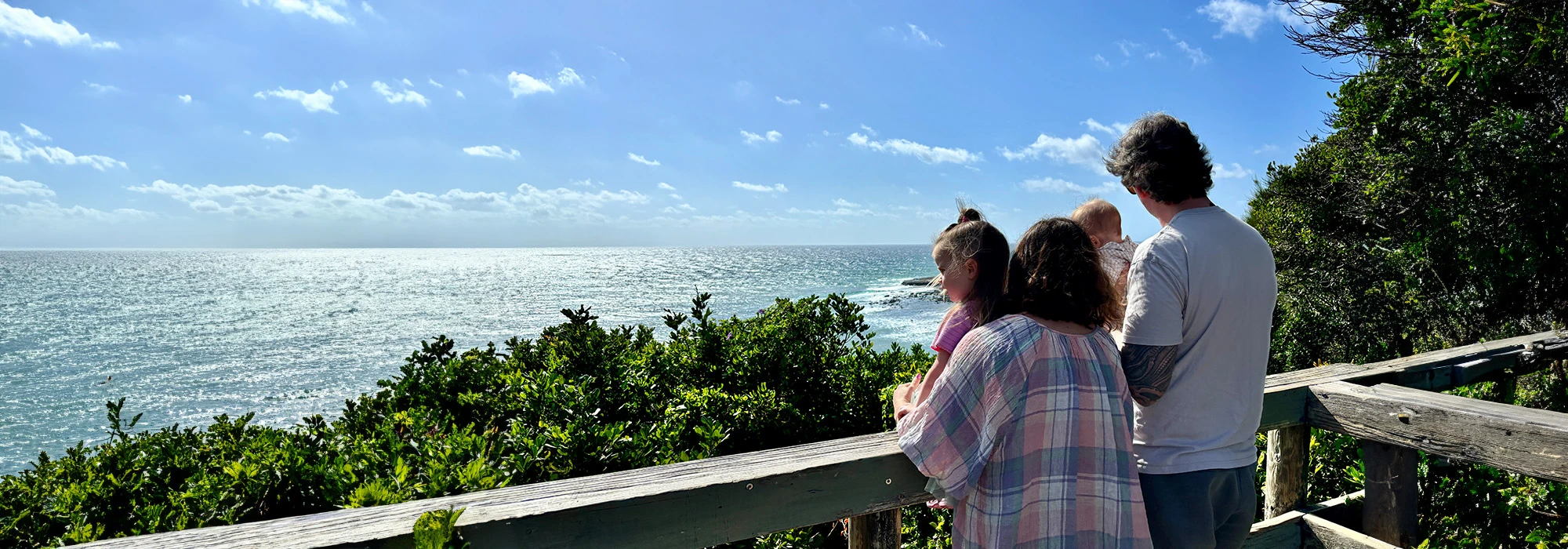 Family at nature lookout in Yamba