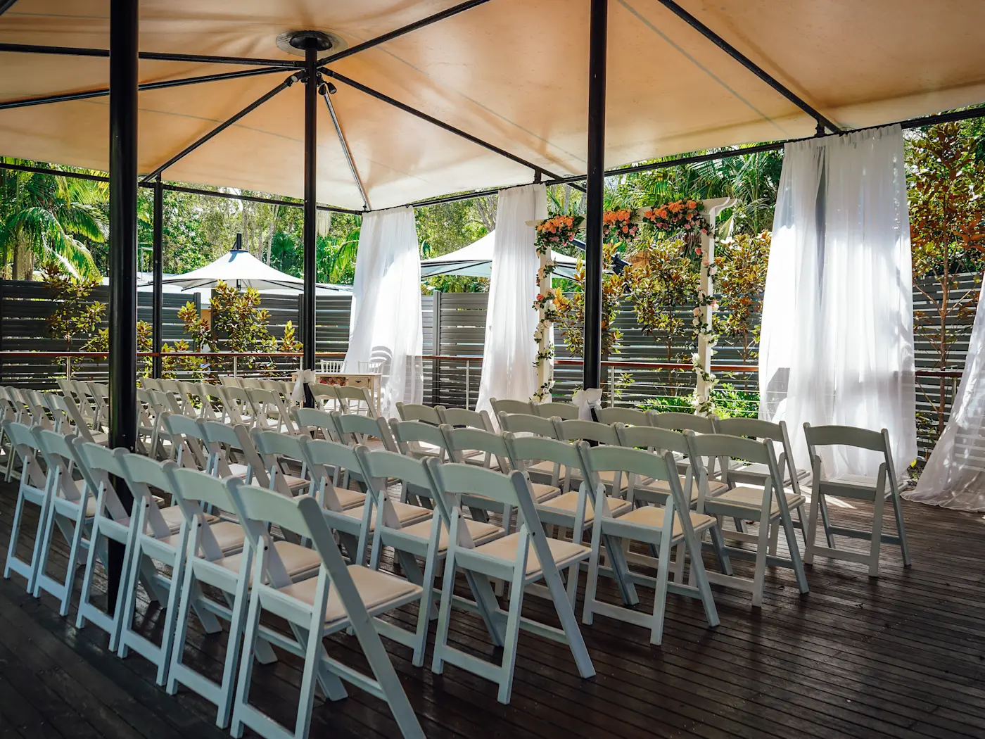 Poolside Pergola Angourie wedding