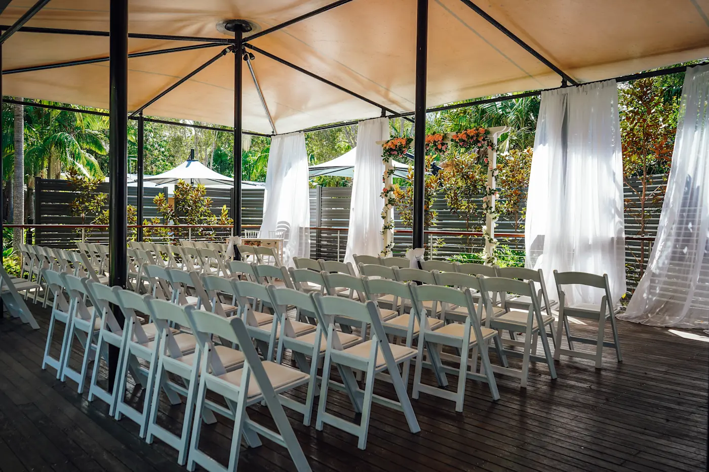 Poolside Pergola Angourie wedding