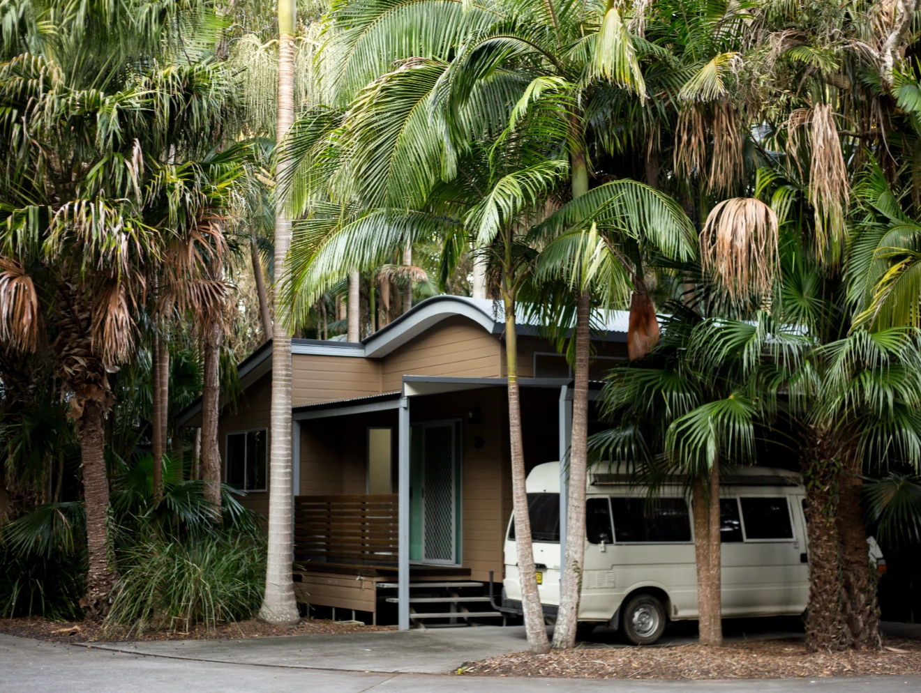 Van outside one of the Angourie resorts accommodations 