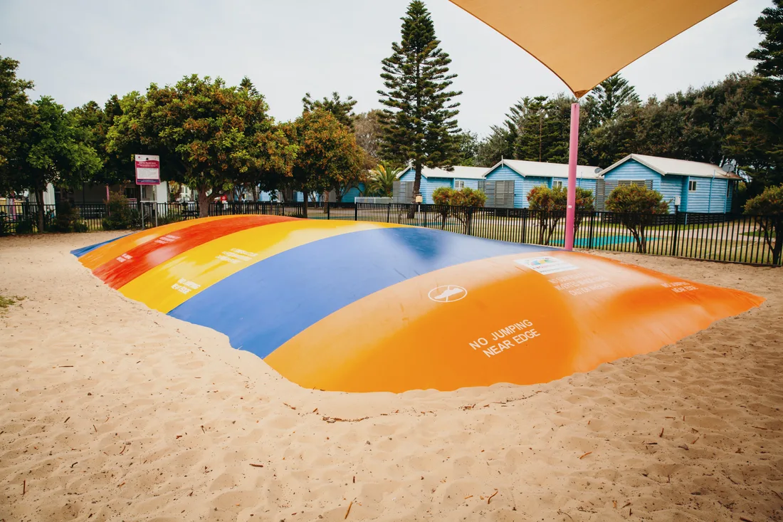 kids jumping pillow, Toowoon Bay Holiday Park, Central Coast NSW