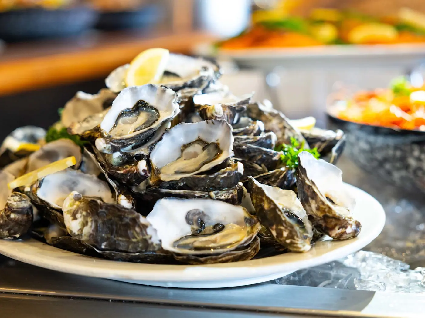 Fresh oysters served on the half shell at Strahan Village