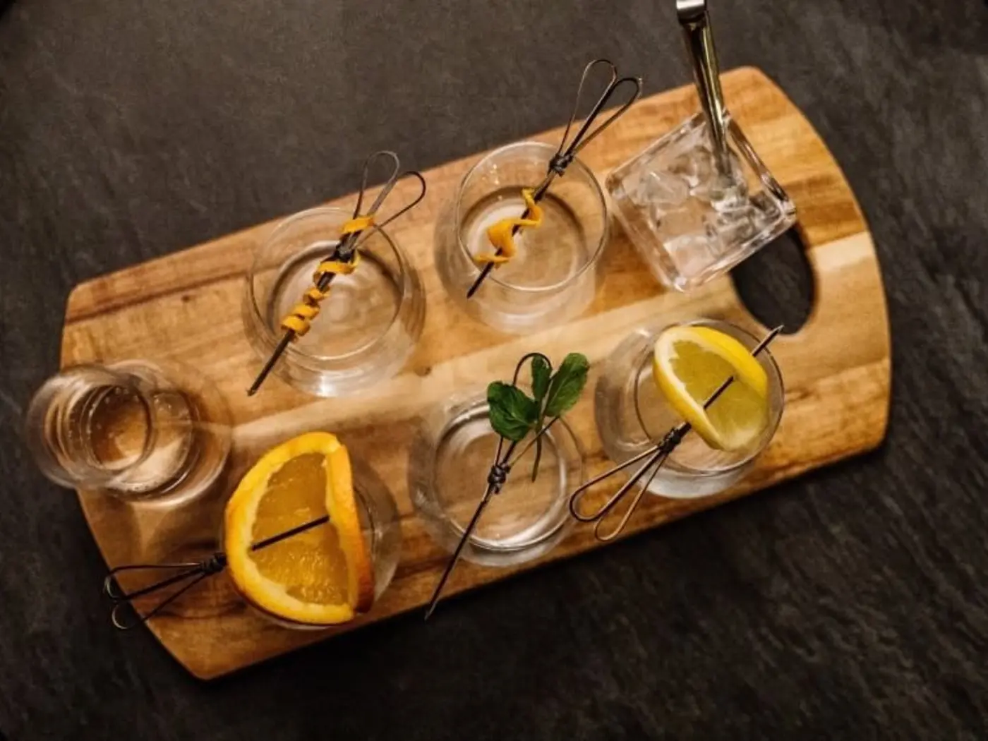 Close-up on cocktail glasses at Hazards Bar in Freycinet Lodge