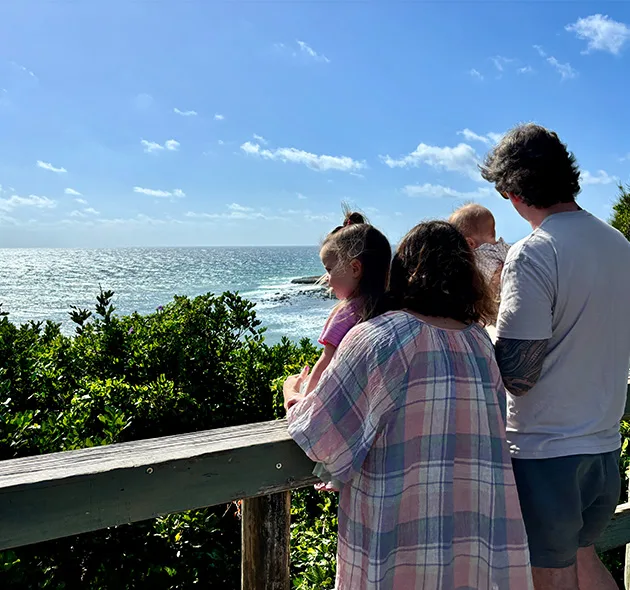 Family at nature lookout in Yamba