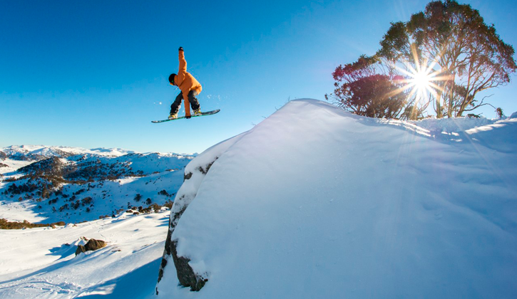 snowboarder in the snowy mountains