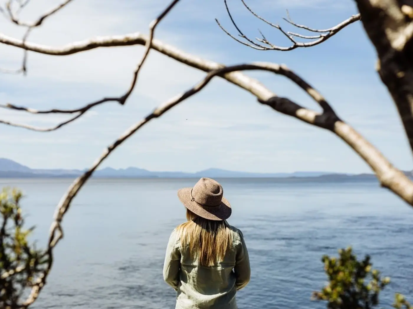 A lady on The Pillinger Explorer tour near Gordon River Cruise