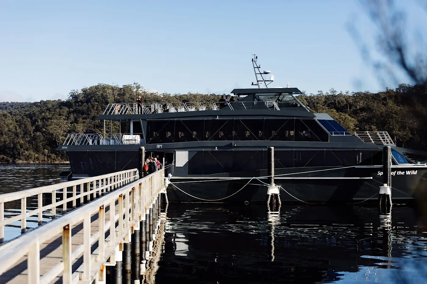 A boat stationing on a Lake near Gordon River Cruise