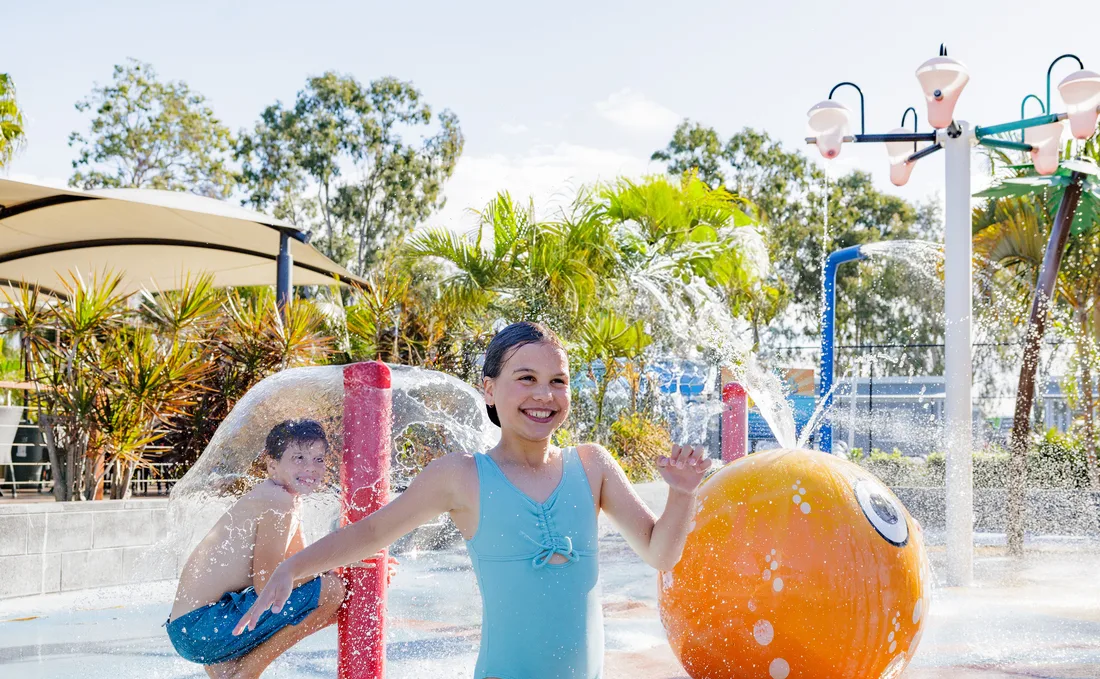 Children playing in water park at Treasure Island Holiday Resort