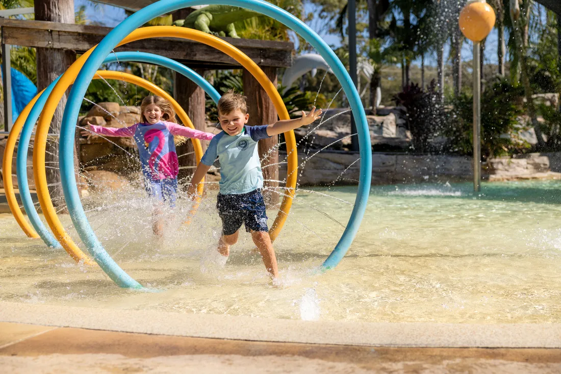 kids at waterpark, Blue Dolphin Holiday Resort, Yamba NSW