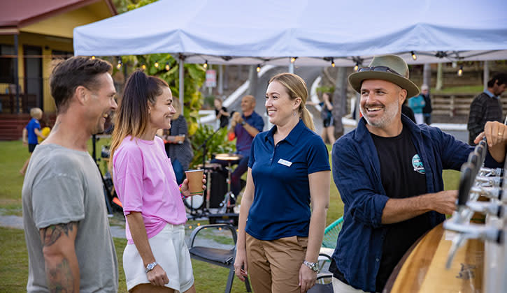 Adults at outdoor bar