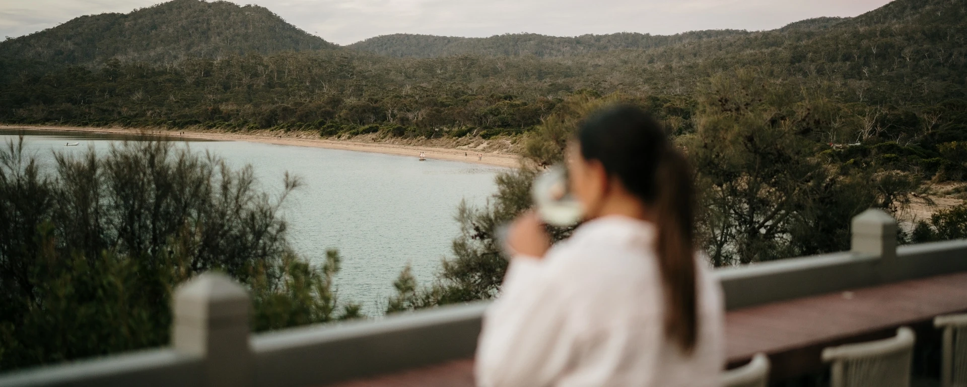 Dining at Freycinet Lodge overlooking Great Oyster Bay