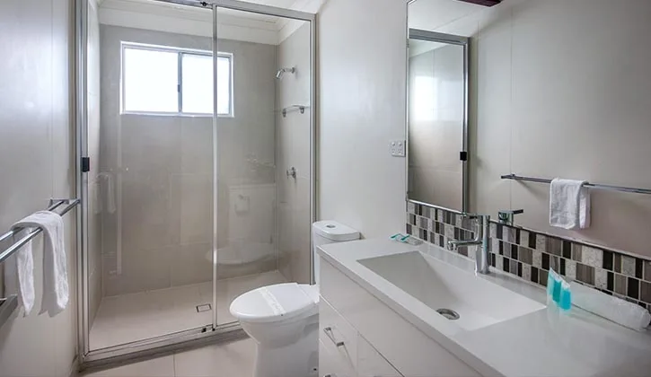 Modern bathroom inside a beachfront holiday apartment in Agnes Water