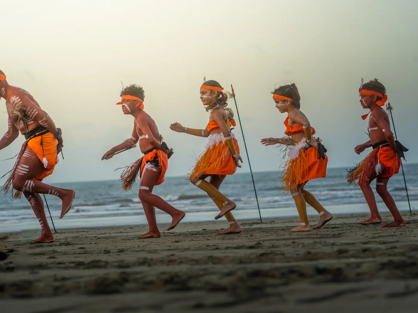 Aboriginal cultural dance on the beach at Cape Hillsborough, Mackay.
