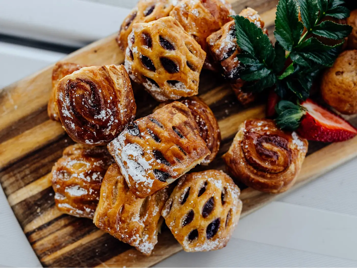 Close-up of desserts in a restaurant at Strahan Village