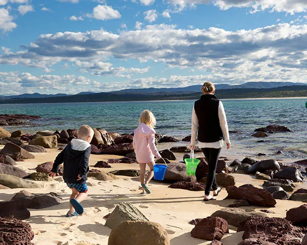 Beach exploring merimbula