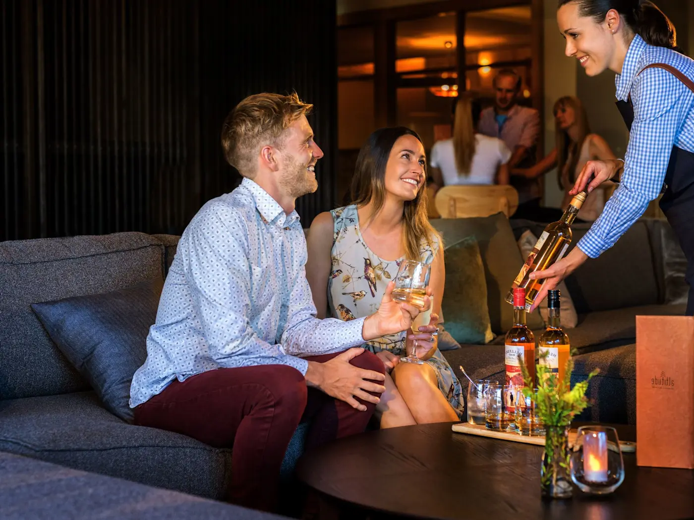 Couple at the Altitude Lounge Bar in Cradle Mountain Hotel