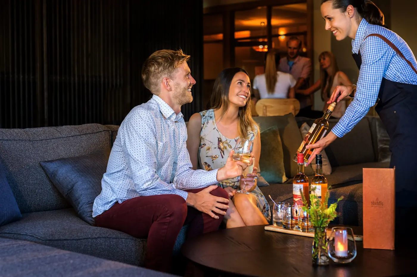 Couple at the Altitude Lounge Bar in Cradle Mountain Hotel