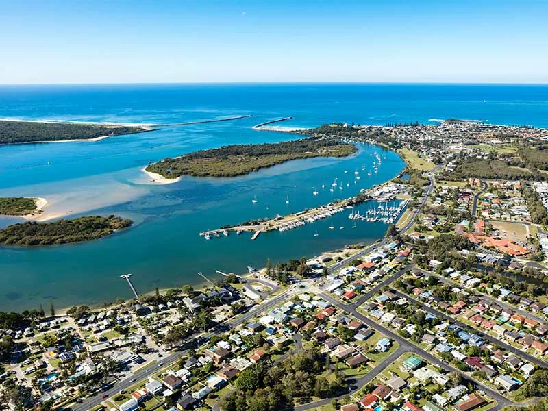 Aerial view of Blue Dolphin Yamba and surrounds