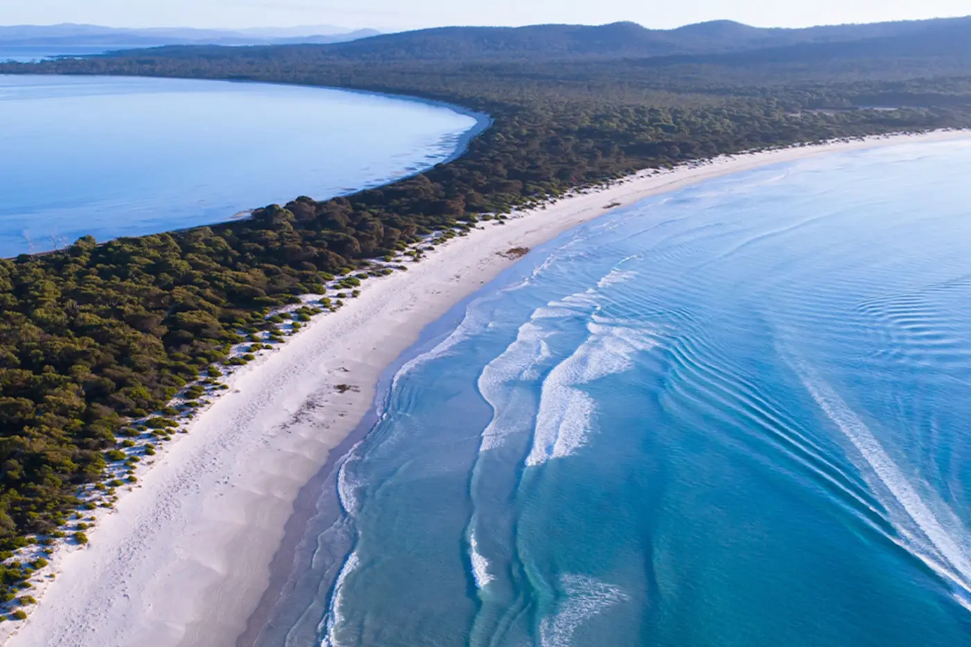 Aerial view of East Coast Cruises near Freycinet Lodge