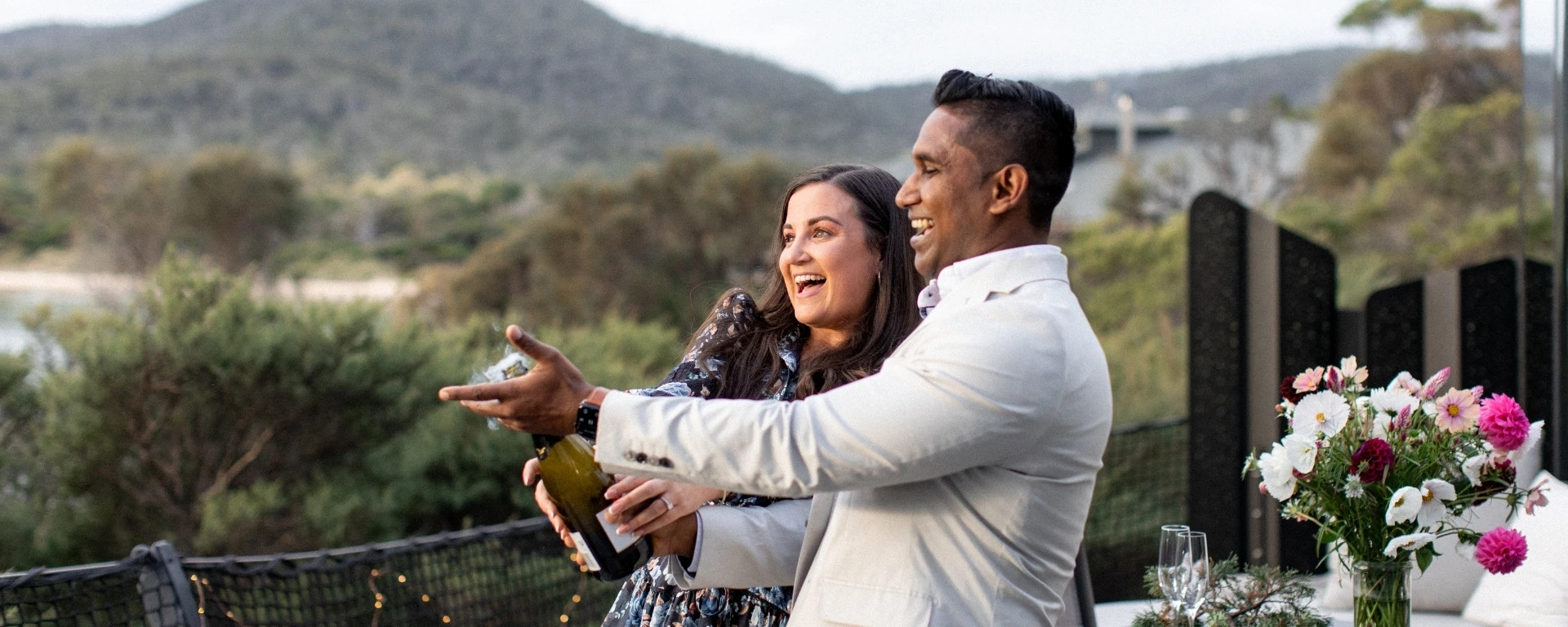 Couple on romantic getaway at Freycinet Lodge