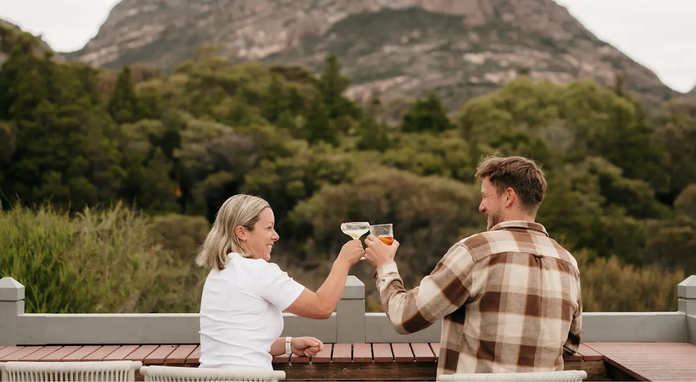 Couple dining at Freycinet Lodge