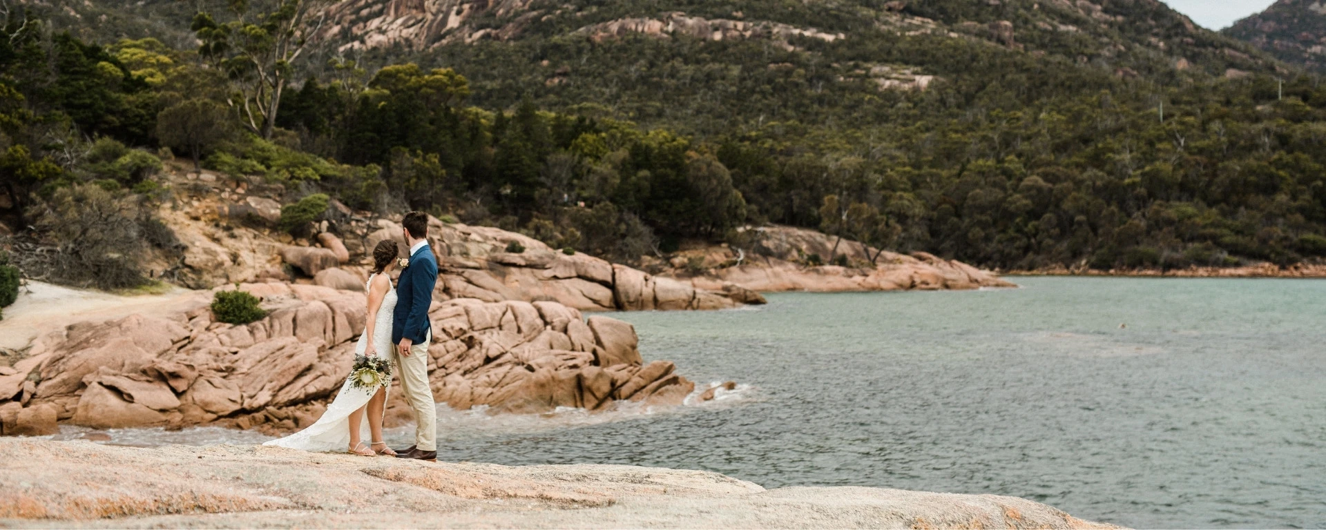 Wedding couple at Freycinet Lodge