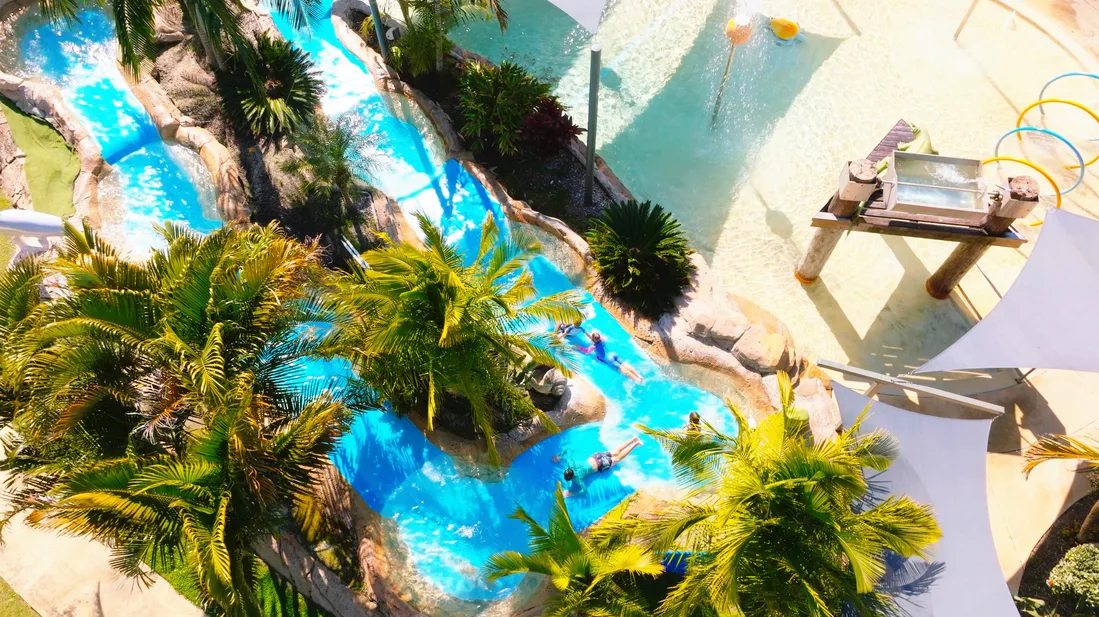 Aerial of pool, Blue Dolphin Yamba Holiday Resort