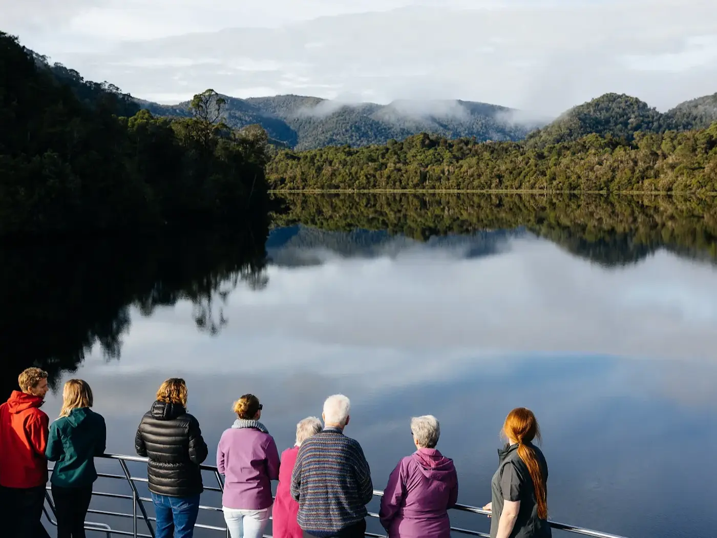 People enjoying the view from the cruise near Strahan Village