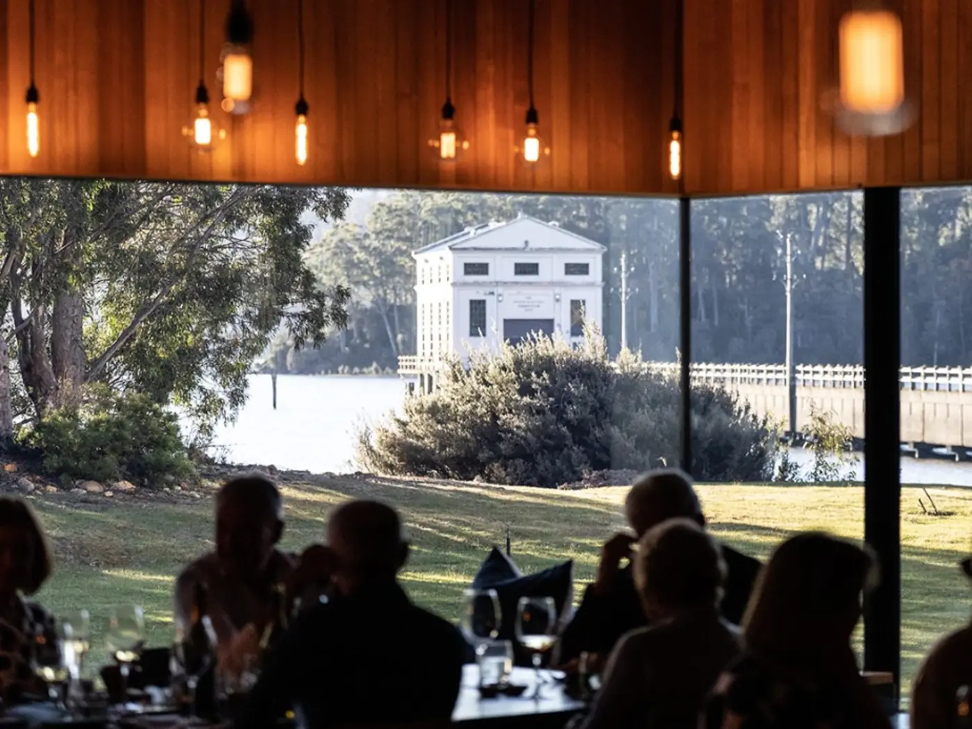 Dining at Pumphouse Point, Lake St Clair