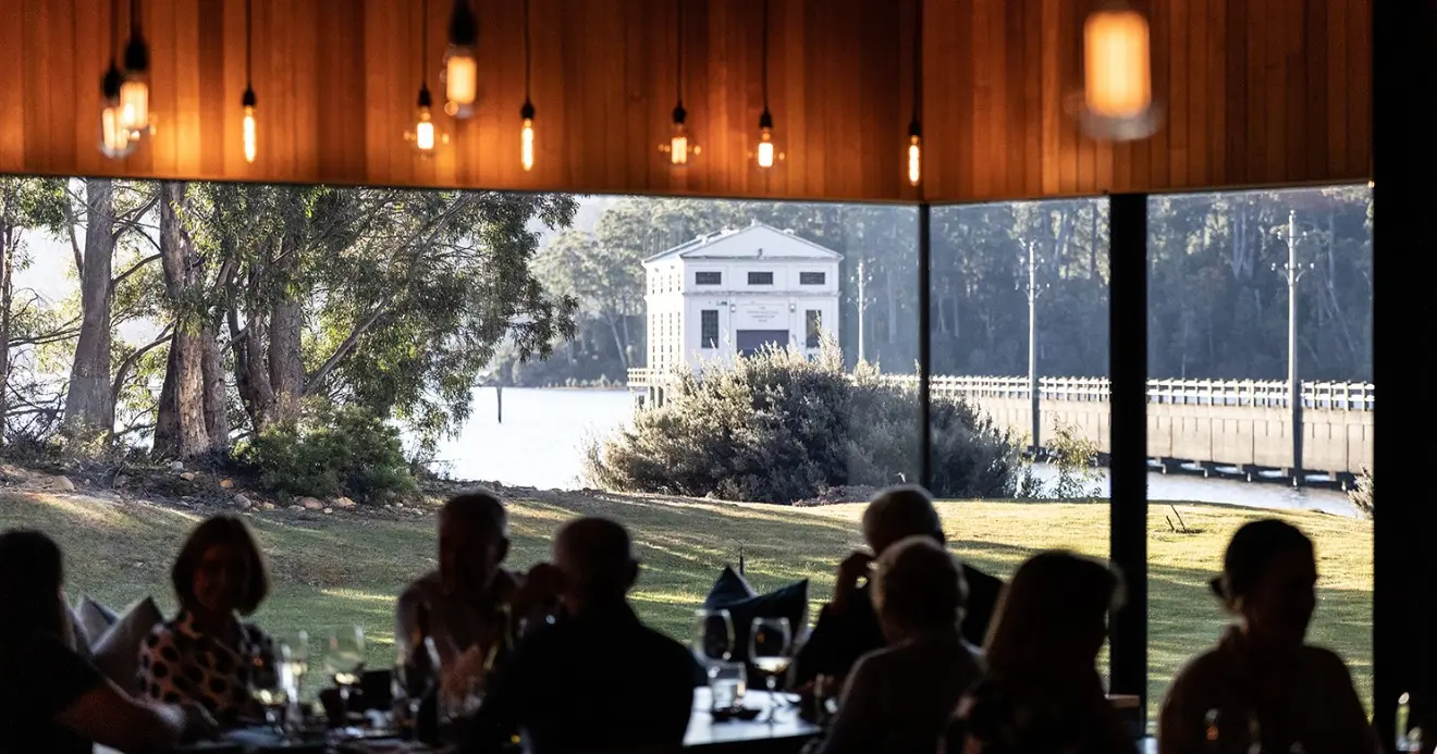 Dining at Pumphouse Point, Lake St Clair