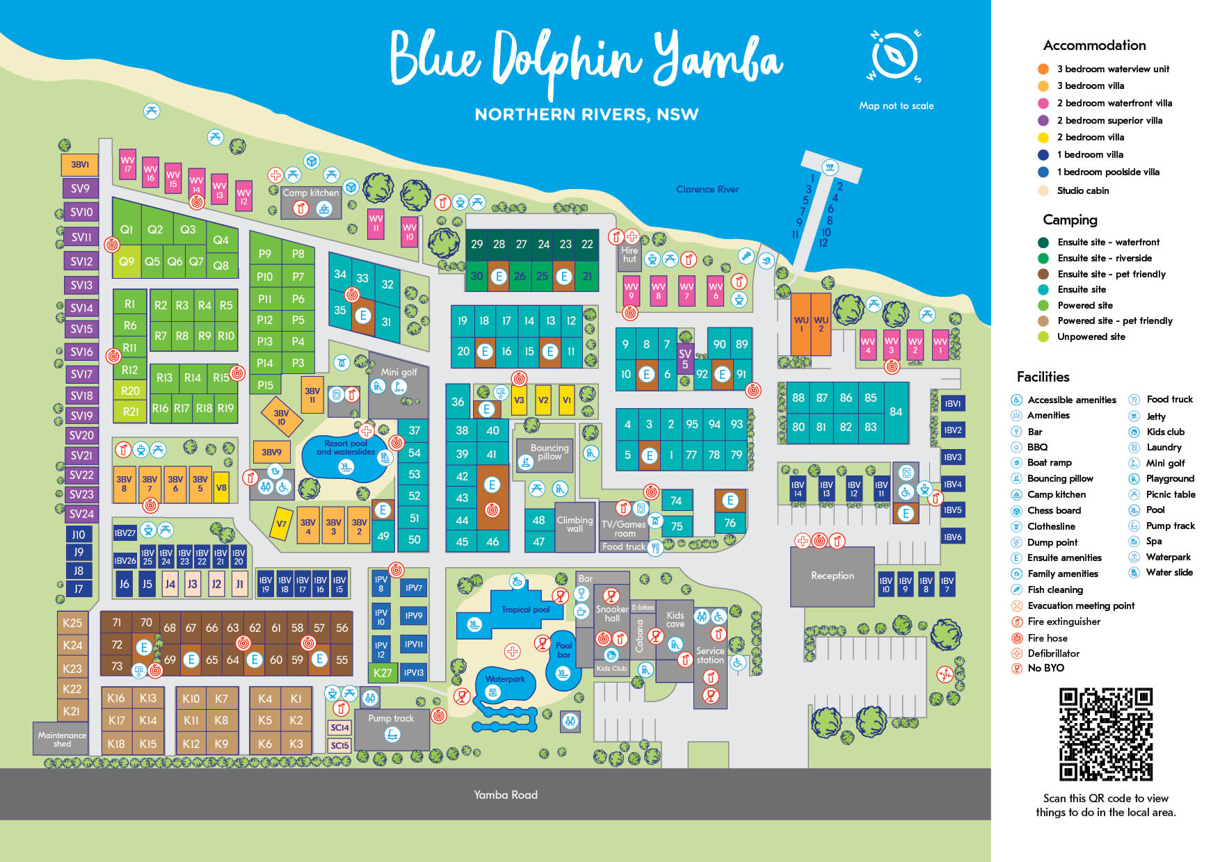 Park map of NRMA Blue Dolphin Yamba Holiday Resort