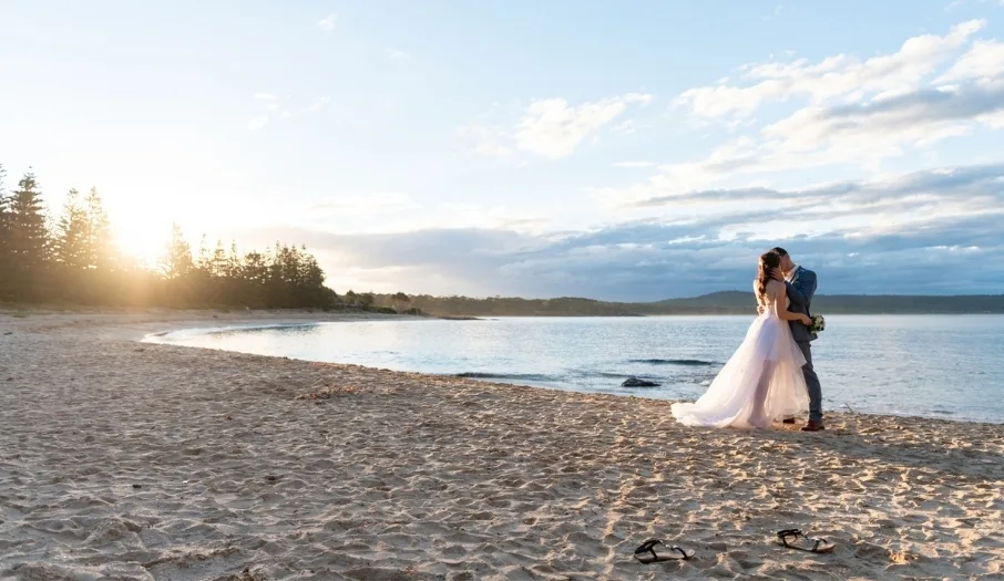 Wedding couple near NRMA Murramarang Beachfront Holiday Resort