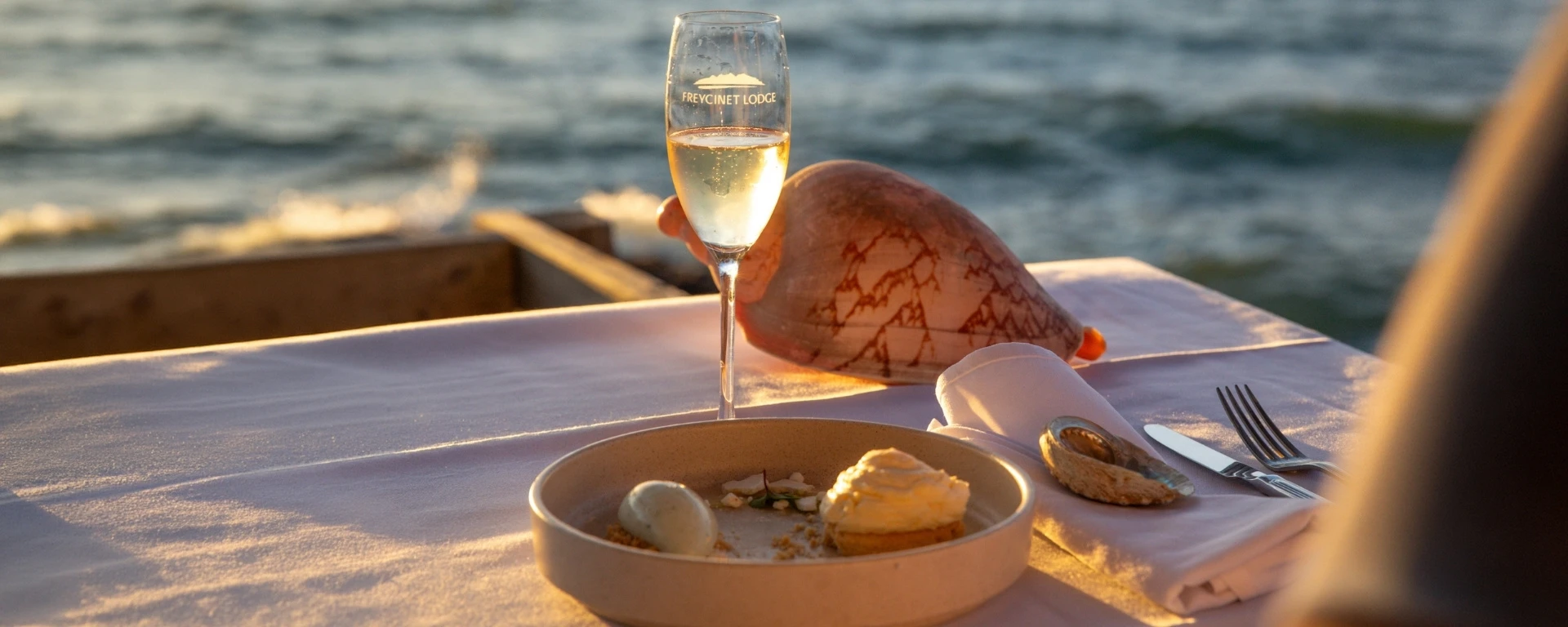 Romantic dinner by the bay at Freycinet Lodge