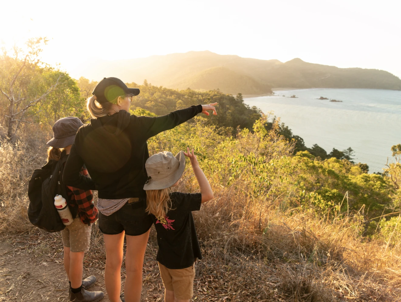 Family coastal walk at Cape Hillsborough, Mackay.