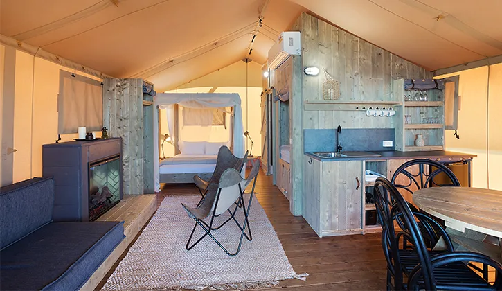 Inside our glamping Safari Tents