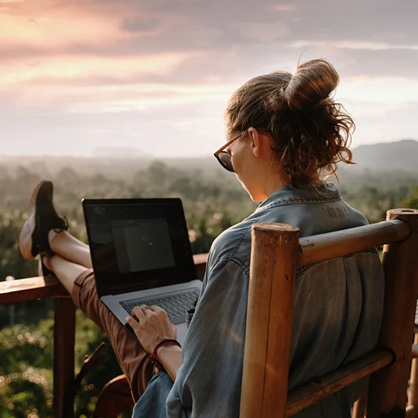Woman working on laptop