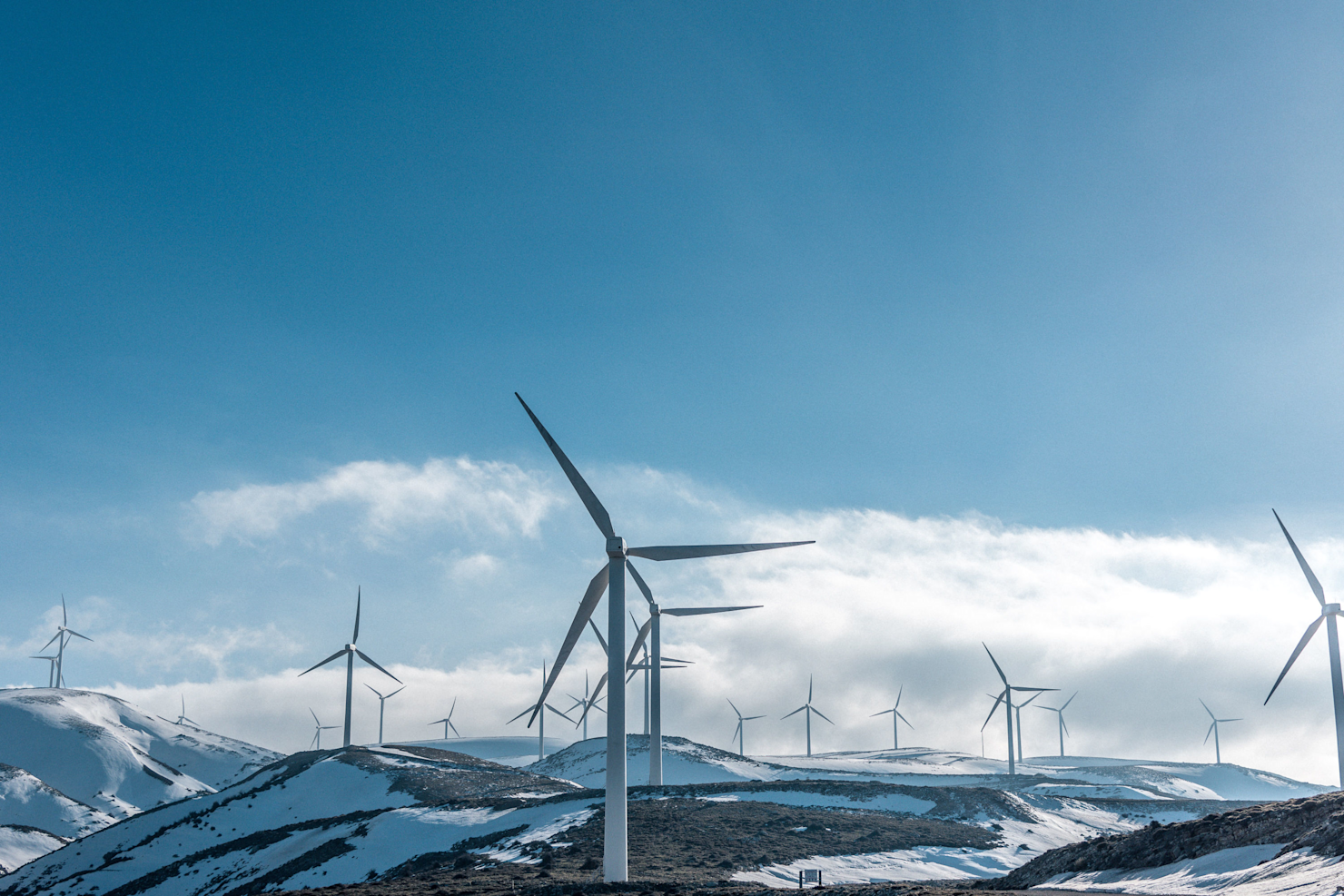 Wind turbines at the top of a mountain