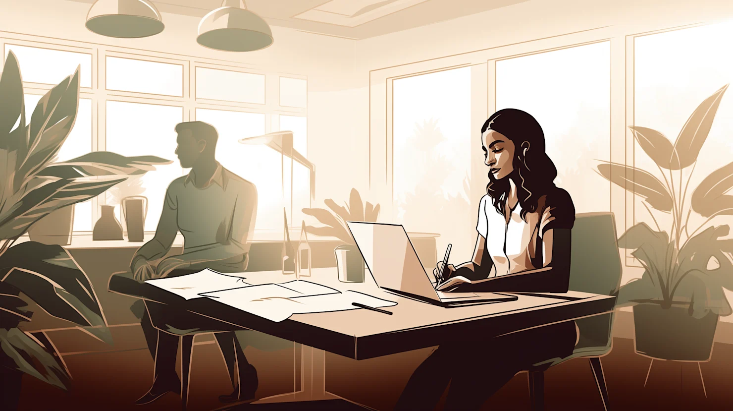 An illustration of someone being asked questions on their computer