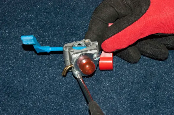 PHOTO: Remove the carburetor top cover screws.