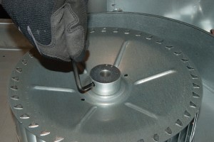 PHOTO: Tighten the blower wheel set screw.