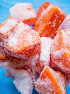 Carrots show excess frost.