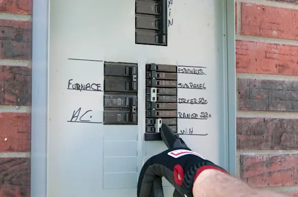 PHOTO: Switch the water heater circuit breakers off.