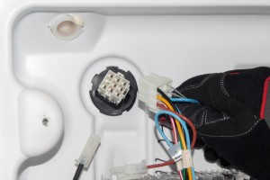 PHOTO: Plug in the new freezer wire harness.