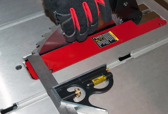 PHOTO: Place the combination square in the miter groove.