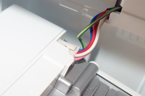 PHOTO: Locate the ice maker wire harness plug.