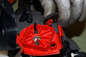 Remove the carburetor mounting screws.
