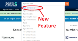 Check out the new error code search features on our Sears PartsDirect website