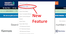 Check out the new error code search features on our Sears PartsDirect website