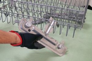 PHOTO: Position the new wheel assembly on the dishrack.