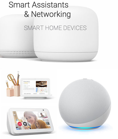 Smart home assistants and networking devices.
